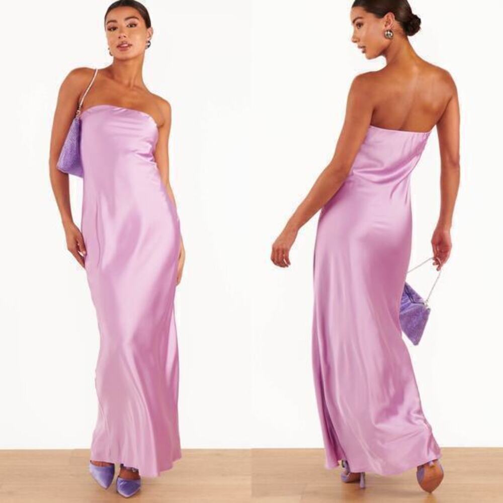 Show Me Your Mumu Taylor Tube Dress in Lilac Luxe Satin size Medium